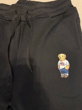 Woman’s Black Sweatpants with Embroidered Bear